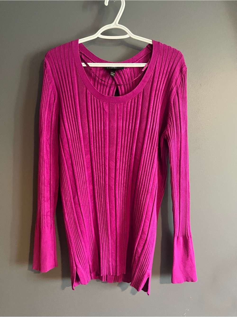Lane Bryant Fitted Ribbed Long-Sleeve Top in Magenta